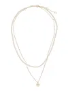 Tory Burch Layered Brass Necklace With Glass Pearls And Charming Pendant