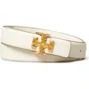 Tory Burch Kira Leather Belt In New Ivory/gold