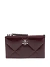 Tory Burch Kira Quilted Zip-top Card Holder In Burgundy