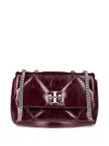 Tory Burch Kira Diamond Quilt Distressed Small Convertible Shoulder Bag In Red