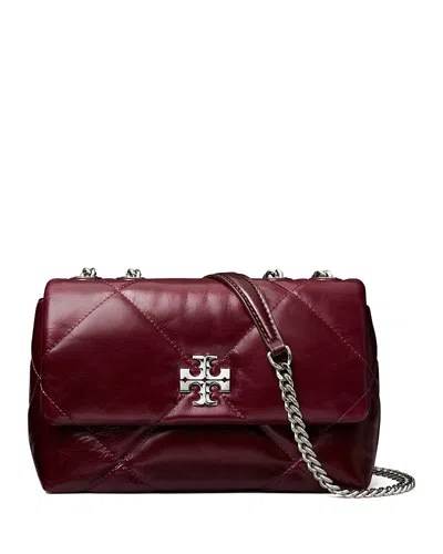 Tory Burch Kira Leather Diamond Quilted Shoulder Bag In Red
