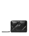 Tory Burch Kira Leather Diamond Quilted Wallet In Black