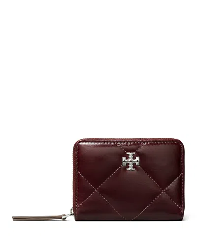 Tory Burch Kira Leather Diamond Quilted Wallet In Brown
