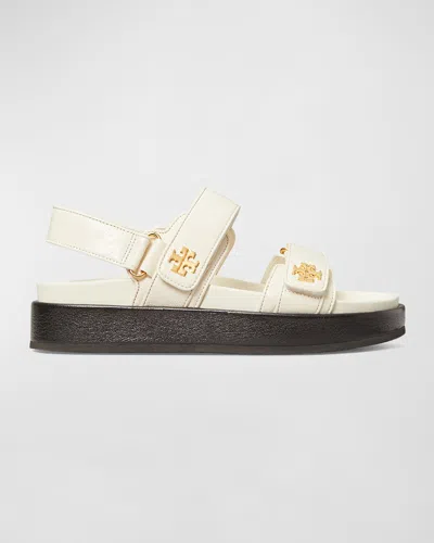 Tory Burch Black Slingback Sandals With Double Strap In White
