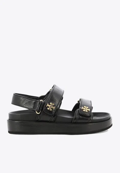 Tory Burch Kira Leather Flatform Sandals In Black
