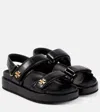 Tory Burch Kira Leather Dual-band Sport Sandals In Black