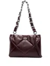 Tory Burch Kira Leather Shoulder Bag In Burgundy