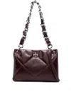 Tory Burch Kira Leather Shoulder Bag In Burgundy