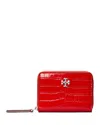 Tory Burch Crocodile-embossed Zip-around Wallet In Red