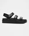Tory Burch Kira Leather Sport Triple-strap Sandals In Black