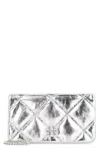 Tory Burch Kira Leather Wallet On Chain In Gray
