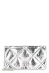 Tory Burch Kira Leather Wallet On Chain In Silver