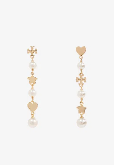 TORY BURCH KIRA LINEAR PEARL DROP EARRINGS