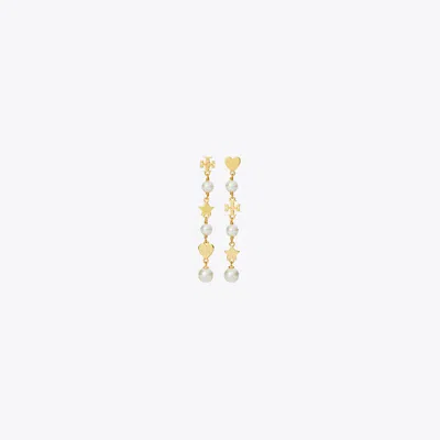 Tory Burch Kira Linear Pearl Earring In Tory Gold/pearl