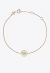 Tory Burch Kira Logo Colored Disc Link Bracelet In Gold