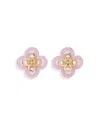 Tory Burch Kira Clover Stacked Stud Earrings In Pink/gold