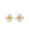 Tory Burch Kira Stacked Clover Stud Earrings In White/gold