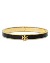 Tory Burch Kira Logo Colored Bangle Bracelet In Black/gold