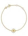 Tory Burch Kira Logo Colored Disc Link Bracelet In Ivory/gold
