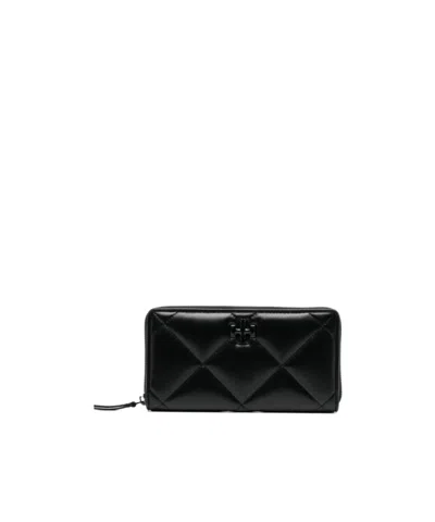 Tory Burch Kira Logo Embossed Wallet In Black