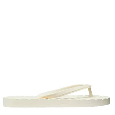 Tory Burch Kira Logo Plaque Flip Flops In White