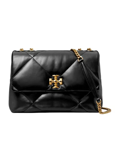 Tory Burch Kira Logo Plaque Quilted Shoulder Bag In Black