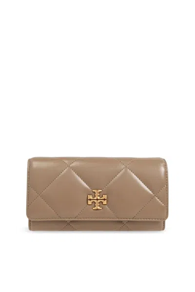 Tory Burch Kira Leather Wallet In Beige