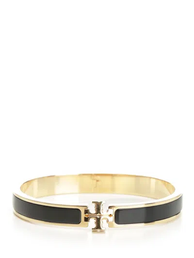 Tory Burch Medium Kira Enamel Hinge Bracelet In Black