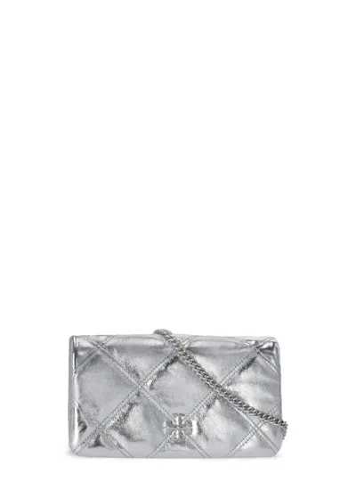 Tory Burch Kira Metallic Diamond Bag In Silver