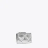 Tory Burch Kira Metallic Diamond Quilt Zip Card Case In Silver