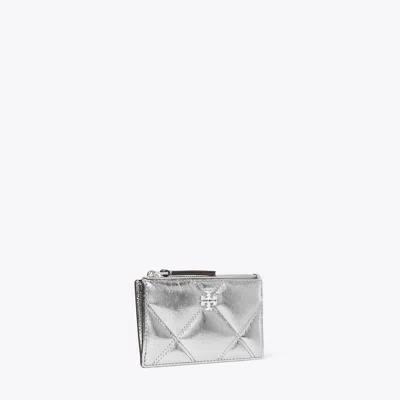 Tory Burch Kira Metallic Diamond Quilt Zip Card Case