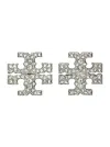 Tory Burch 'kira' Metallic Earings With Double T Motif And Crystal Embellishments
