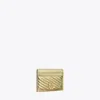 Tory Burch Kira Metallic Moto Quilt Card Case In Gold