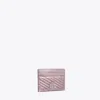 Tory Burch Kira Metallic Moto Quilt Card Case In Sparkle Pink