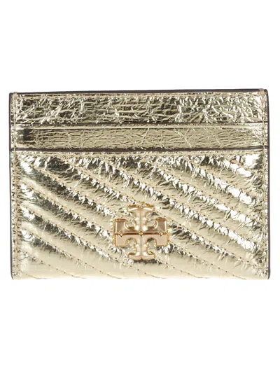 Tory Burch Kira Metallic Moto Quilt Credit Card Case In Gold