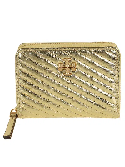 TORY BURCH TORY BURCH KIRA METALLIC MOTO QUILT SMALL ZIP AROUND WALLET