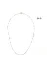 Tory Burch 'kira' Metallic Necklace And Earings Set With Double T Motif In White