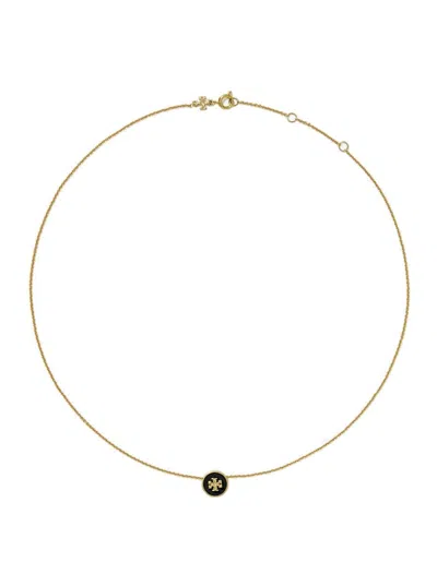 TORY BURCH 'KIRA' METALLIC NECKLACE WITH LOGO PENDANT AND CHAIN-LINK DETAIL ON BRASS BLEND WOMAN