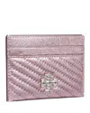 Tory Burch Kira Metallic Quilted Leather Card Case In Sparkle Pink