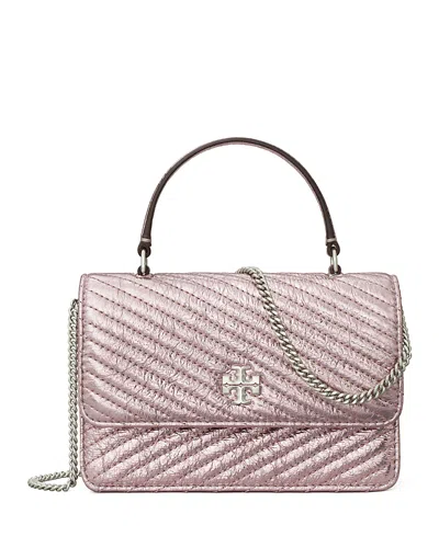 Tory Burch Kira Metallic Quilted Leather Chain Wallet In Sparkle Pink