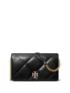 Tory Burch Kira Diamond-quilted Leather Wallet On Chain In Black