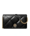 Tory Burch Kira Diamond-quilted Leather Wallet On Chain In Black