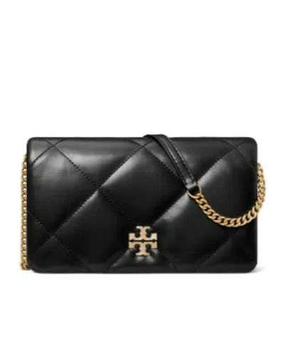 Tory Burch Kira Diamond-quilted Leather Wallet On Chain In Black