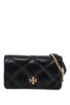 Tory Burch Mini Kira Quilted Leather Chain Clutch In Black