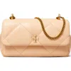 Tory Burch Kira Mini Diamond Quilted Leather Crossbody Bag In Apricot