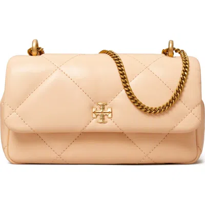 Tory Burch Kira Mini Diamond Quilted Leather Crossbody Bag In Apricot