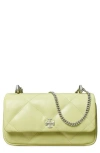 Tory Burch Kira Diamond Quilted Leather Mini Flap Bag In Fresh Pear