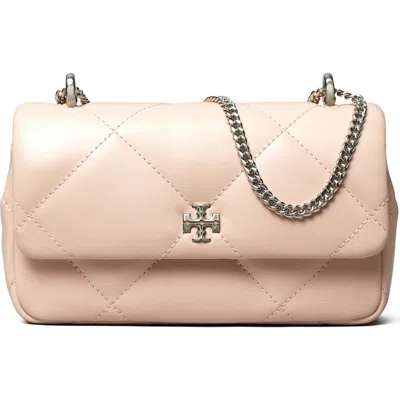 Tory Burch Kira Mini Diamond Quilted Leather Crossbody Bag In Soft Pink