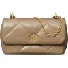 Tory Burch Kira Mini Diamond Quilted Leather Crossbody Bag In Taupe Oak
