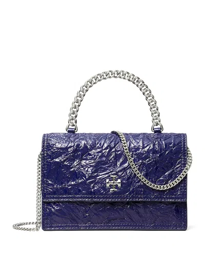Tory Burch Kira Mini Leather Top Handle Chain Wallet In Blue